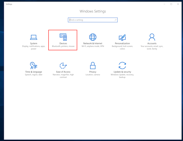 Screenshot of Windows Control Panel options, selecting Devices and Printers